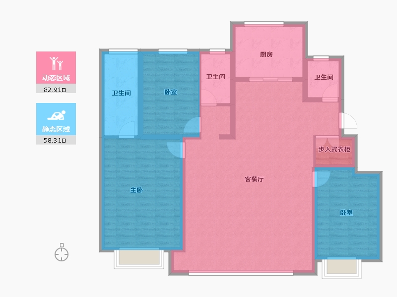 天津-天津市-绿城·水西雲庐-128.00-户型库-动静分区