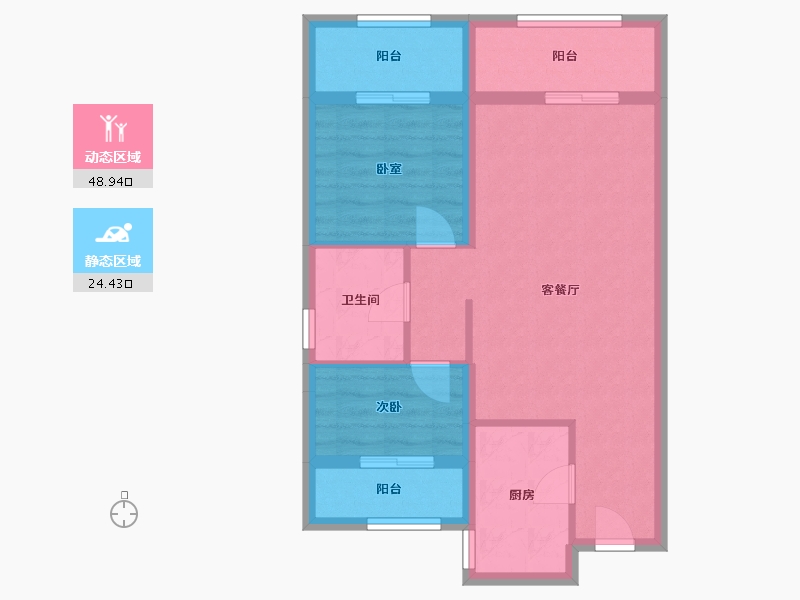 黑龙江省-哈尔滨市-巴黎第九区-65.00-户型库-动静分区