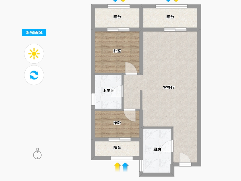 黑龙江省-哈尔滨市-巴黎第九区-65.00-户型库-采光通风