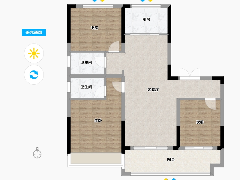 安徽省-宿州市-临水苑二期-98.41-户型库-采光通风