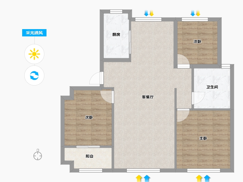 山东省-淄博市-花屿城-82.72-户型库-采光通风