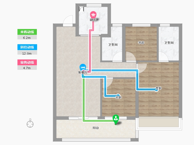 江苏省-南京市-新城振业铭著风华-77.60-户型库-动静线