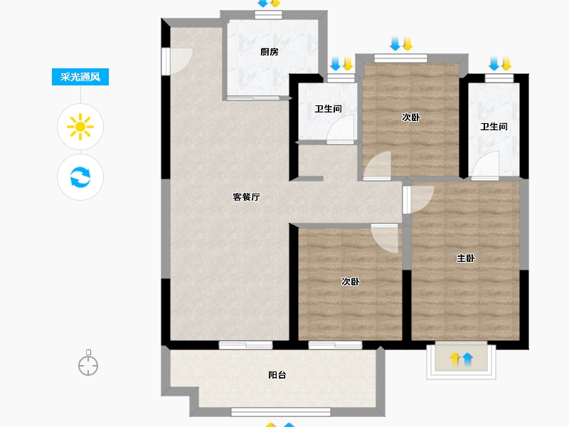 河南省-南阳市-中瑞·淯水宸院-86.66-户型库-采光通风