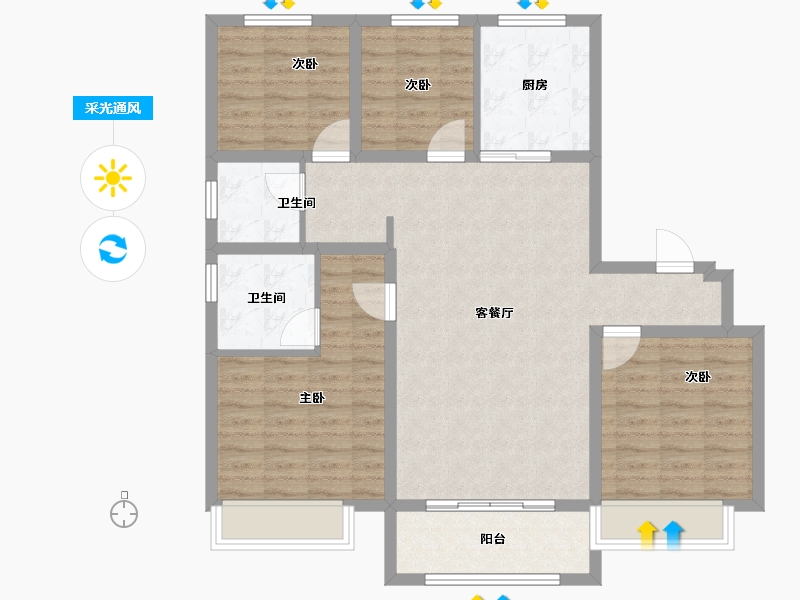 山东省-淄博市-银丰玺悦-101.60-户型库-采光通风