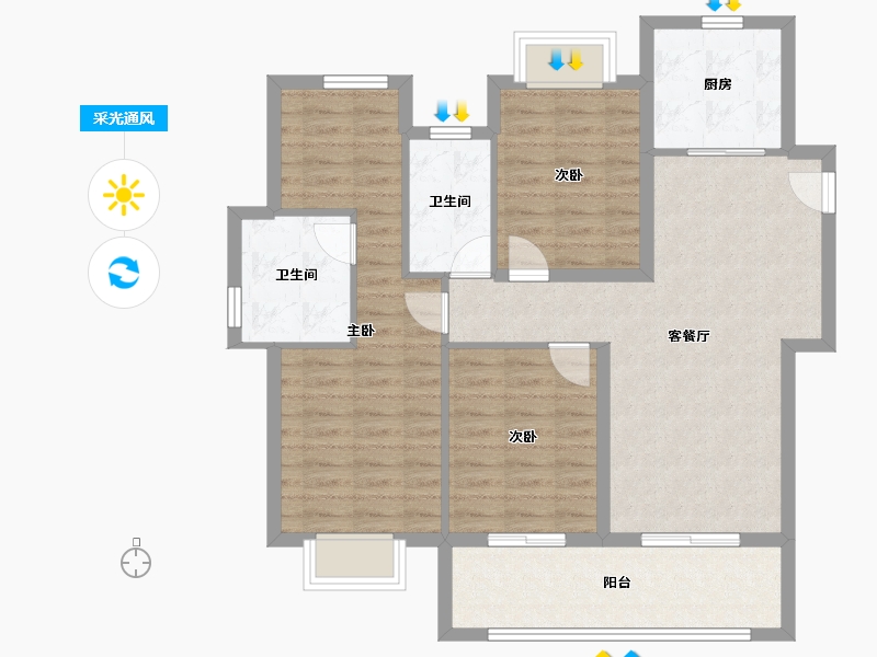 福建省-宁德市-建发书香府邸-93.61-户型库-采光通风