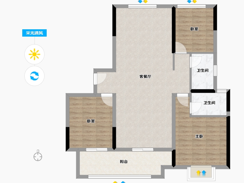 河南省-南阳市-新野建业尊府-95.59-户型库-采光通风