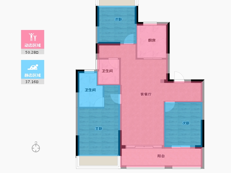 江苏省-南京市-星河·钟山盛世-78.40-户型库-动静分区