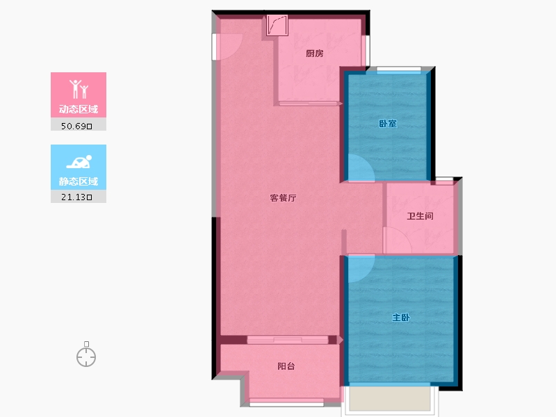 陕西省-咸阳市-金科集美嘉悦-64.15-户型库-动静分区