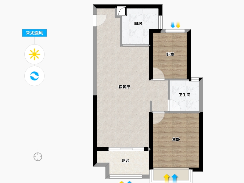 陕西省-咸阳市-金科集美嘉悦-64.15-户型库-采光通风