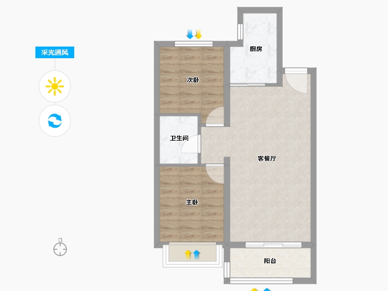 陕西省-榆林市-汇兴花园-57.26-户型库-采光通风