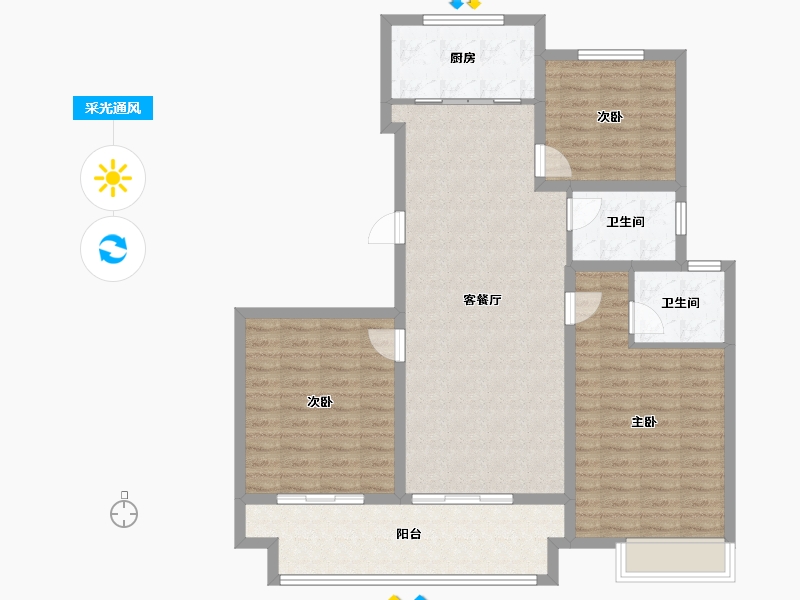 江苏省-宿迁市-富园玖誉府-108.01-户型库-采光通风