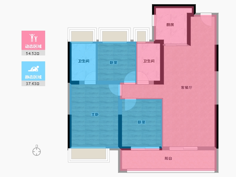 江苏省-苏州市-中建旭辉江上雅苑-82.41-户型库-动静分区