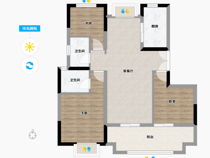 江西省-南昌市-远洋靖淞·云璟-83.20-户型库-采光通风