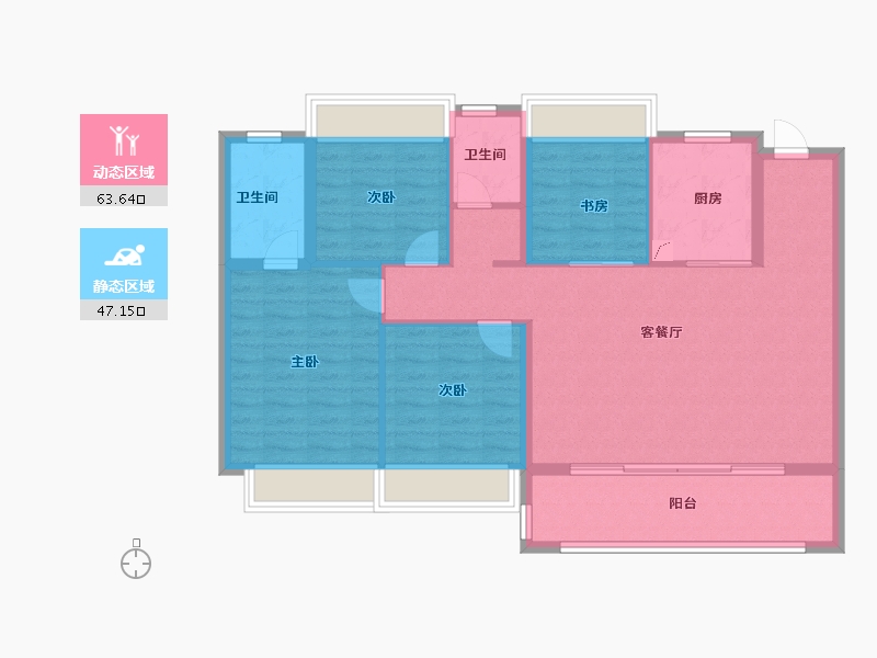 江苏省-南京市-新城振业铭著风华-100.00-户型库-动静分区