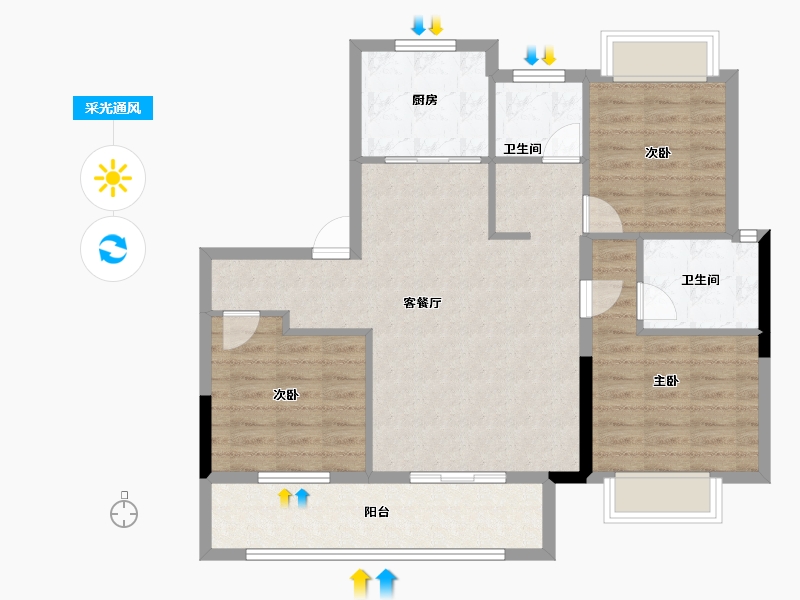 福建省-三明市-上城银座-89.57-户型库-采光通风