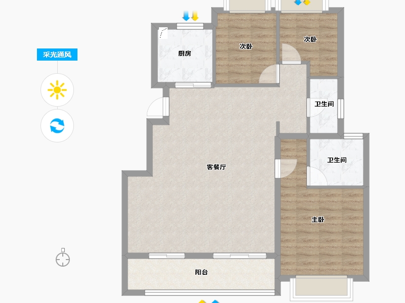 江苏省-南京市-华宇·林湖雅舍-93.59-户型库-采光通风