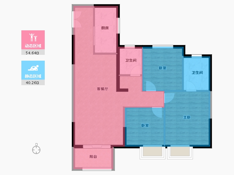 江苏省-镇江市-金辉·芸都尚院-85.61-户型库-动静分区