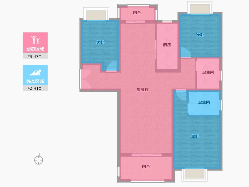 河南省-南阳市-佰庄·吴府佳苑-99.80-户型库-动静分区