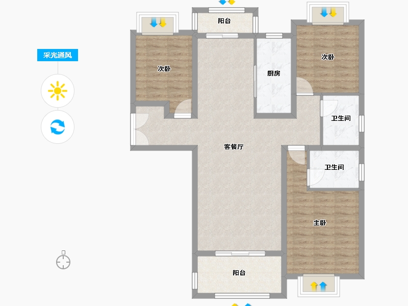 河南省-南阳市-佰庄·吴府佳苑-99.80-户型库-采光通风