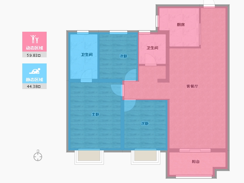 山东省-淄博市-银丰玺悦-93.59-户型库-动静分区