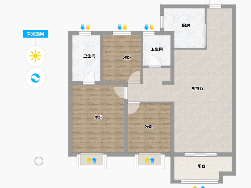 山东省-淄博市-银丰玺悦-93.59-户型库-采光通风