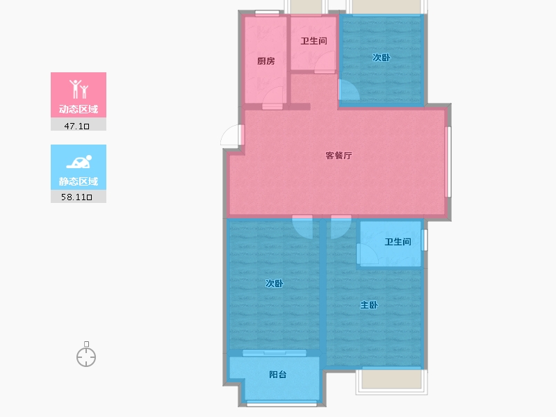 江苏省-宿迁市-富园玖誉府-94.40-户型库-动静分区