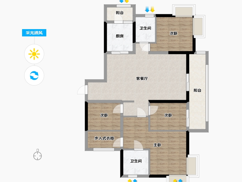 湖南省-株洲市-蓝溪谷-100.00-户型库-采光通风