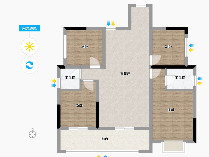 四川省-自贡市-公园锦华-87.81-户型库-采光通风