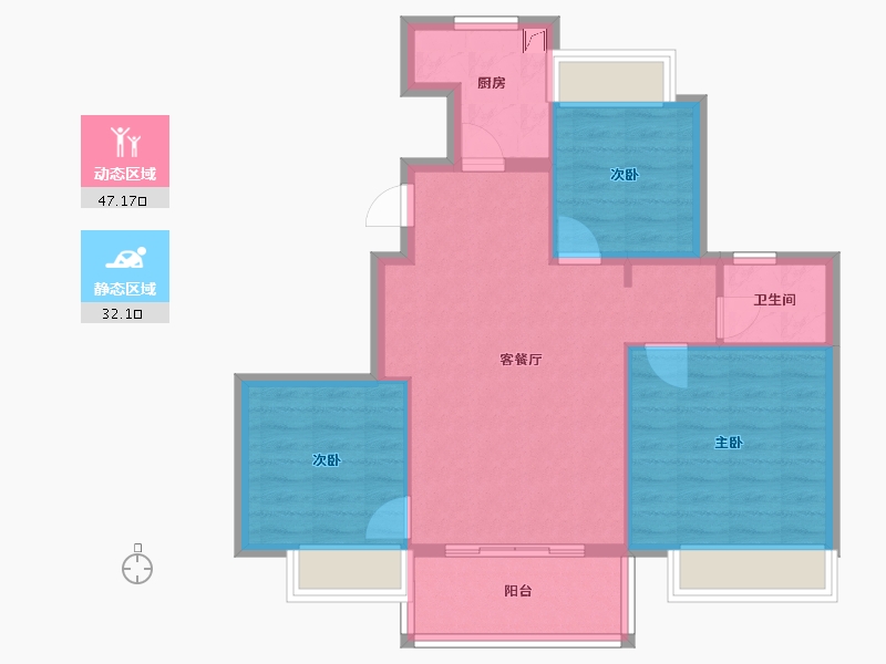 江苏省-无锡市-蠡湖国际小镇-70.82-户型库-动静分区