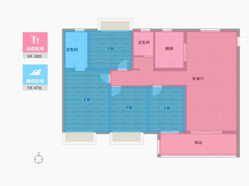 江苏省-淮安市-京师学院里-109.60-户型库-动静分区