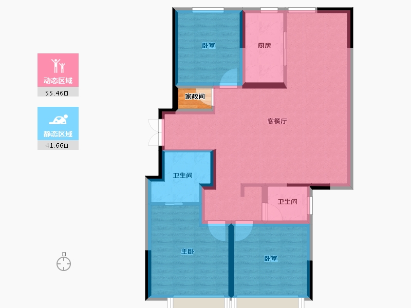 吉林省-长春市-伊河棠樾-88.51-户型库-动静分区