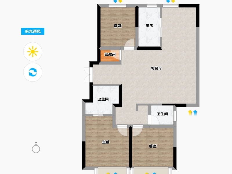 吉林省-长春市-伊河棠樾-88.51-户型库-采光通风