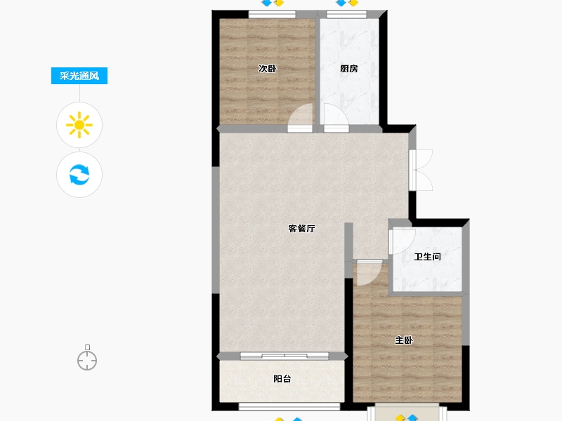 陕西省-榆林市-龙港世纪城-75.20-户型库-采光通风