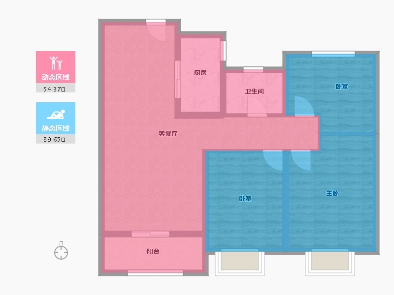 陕西省-咸阳市-公园华府-84.00-户型库-动静分区