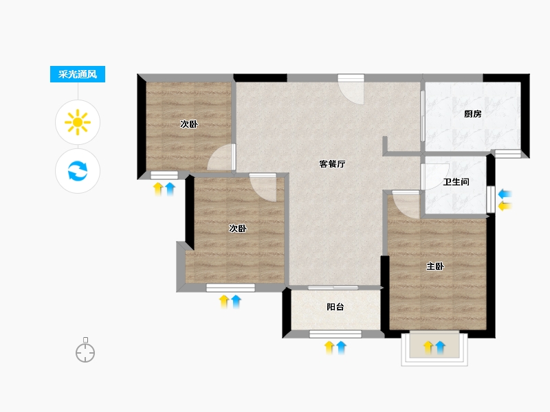 福建省-厦门市-建发文澜春晓-64.80-户型库-采光通风