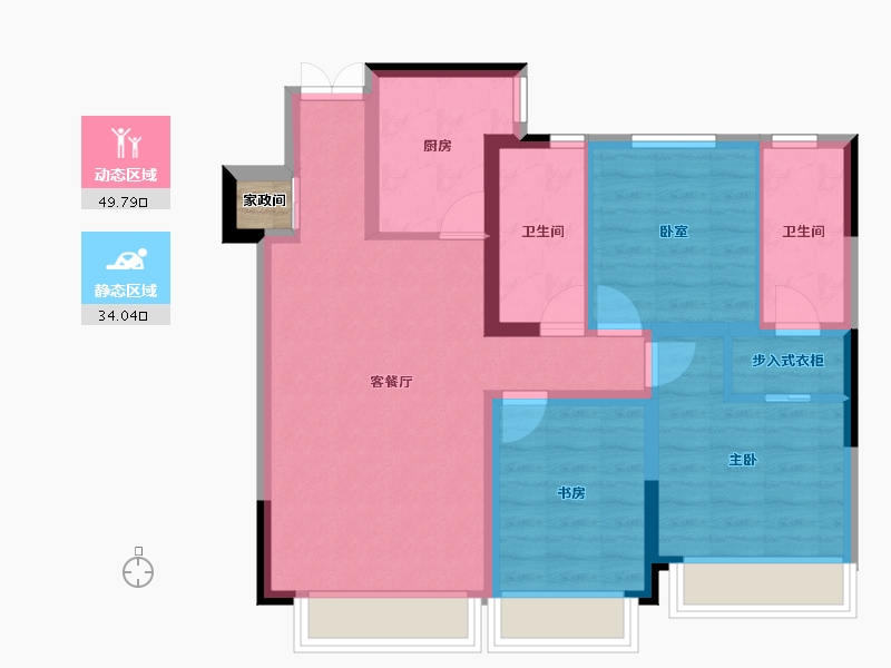 吉林省-长春市-伊河棠樾-74.98-户型库-动静分区