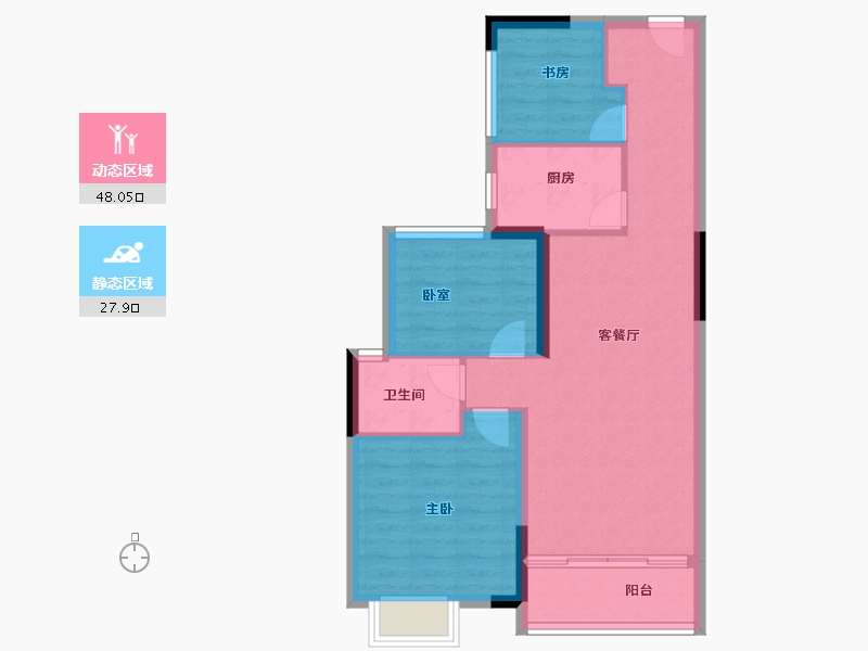 湖北省-武汉市-恺德瑜园-68.00-户型库-动静分区