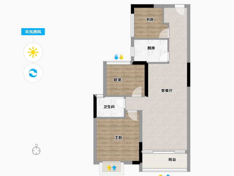 湖北省-武汉市-恺德瑜园-68.00-户型库-采光通风