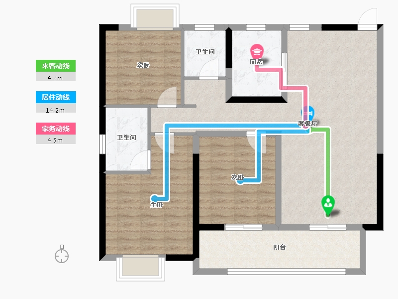 江苏省-淮安市-京师学院里-98.40-户型库-动静线