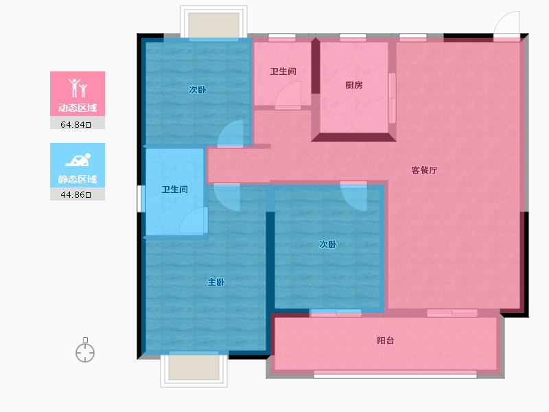 江苏省-淮安市-京师学院里-98.40-户型库-动静分区