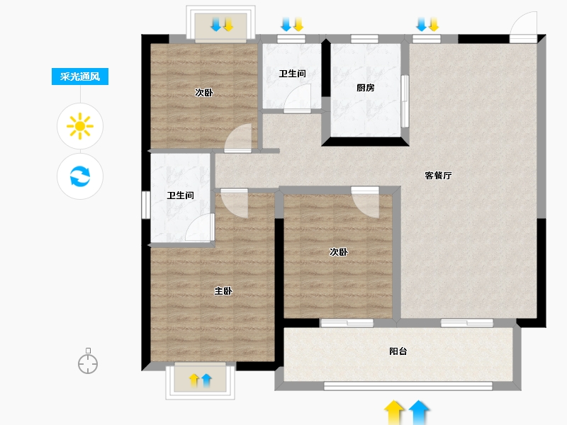 江苏省-淮安市-京师学院里-98.40-户型库-采光通风