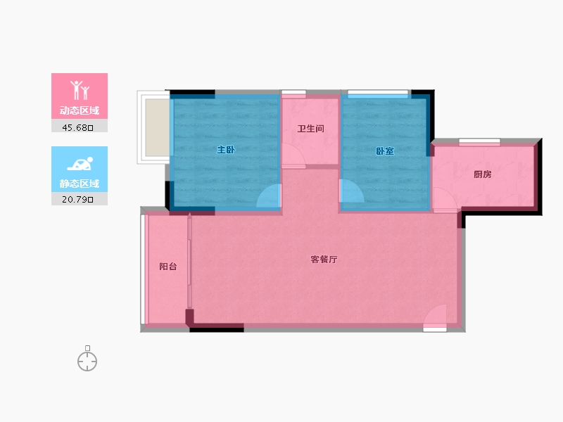 湖北省-武汉市-恺德瑜园-60.00-户型库-动静分区