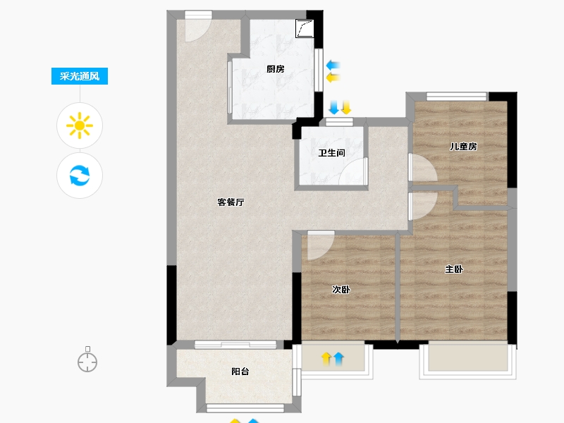 江苏省-常州市-嘉宏澎π-71.20-户型库-采光通风