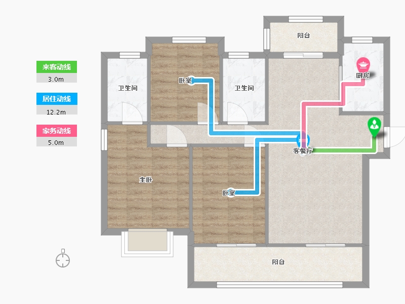 福建省-泉州市-世茂紫溪苑-90.00-户型库-动静线