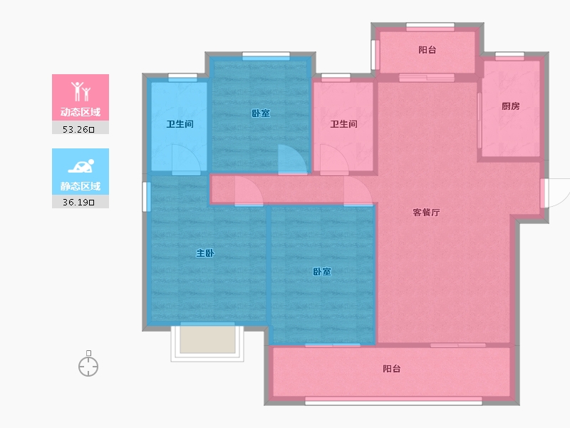 福建省-泉州市-世茂紫溪苑-90.00-户型库-动静分区