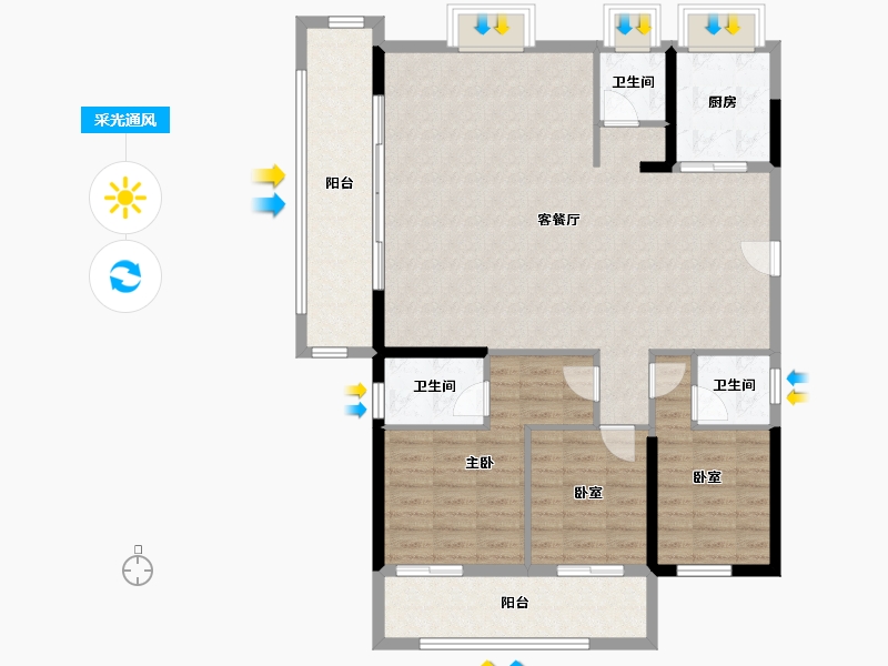 河南省-南阳市-淅川花漾美郡-116.89-户型库-采光通风