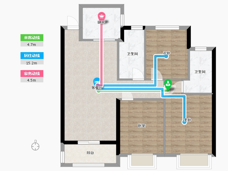 江苏省-连云港市-金辉·优步花园一期-86.00-户型库-动静线