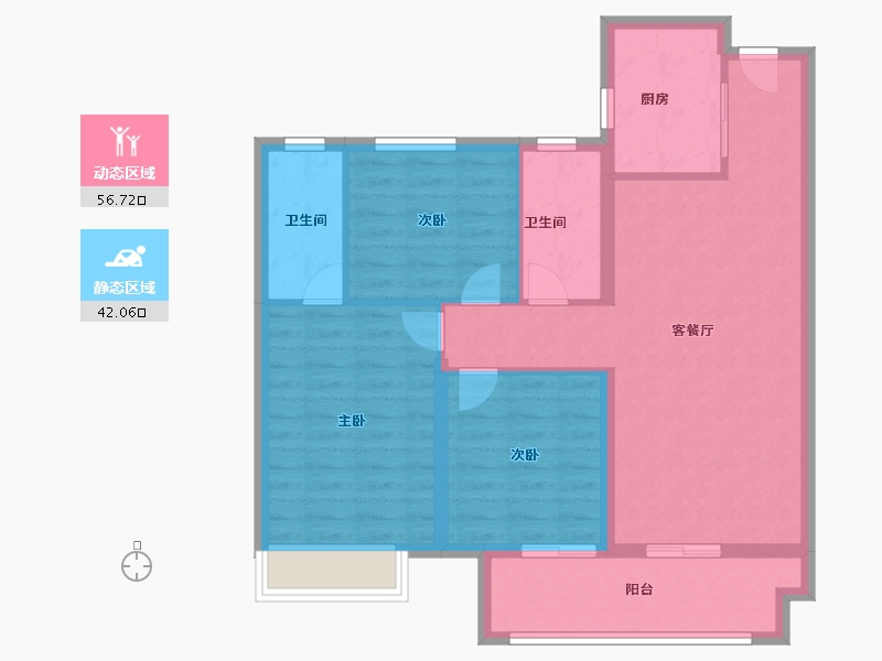 江苏省-淮安市-京师学院里-88.80-户型库-动静分区