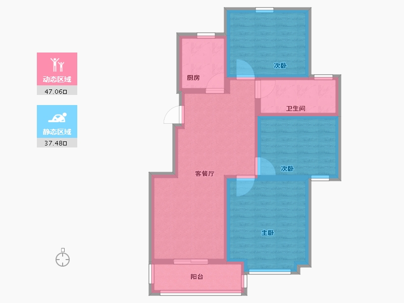 江苏省-淮安市-紫金湖畔-74.41-户型库-动静分区