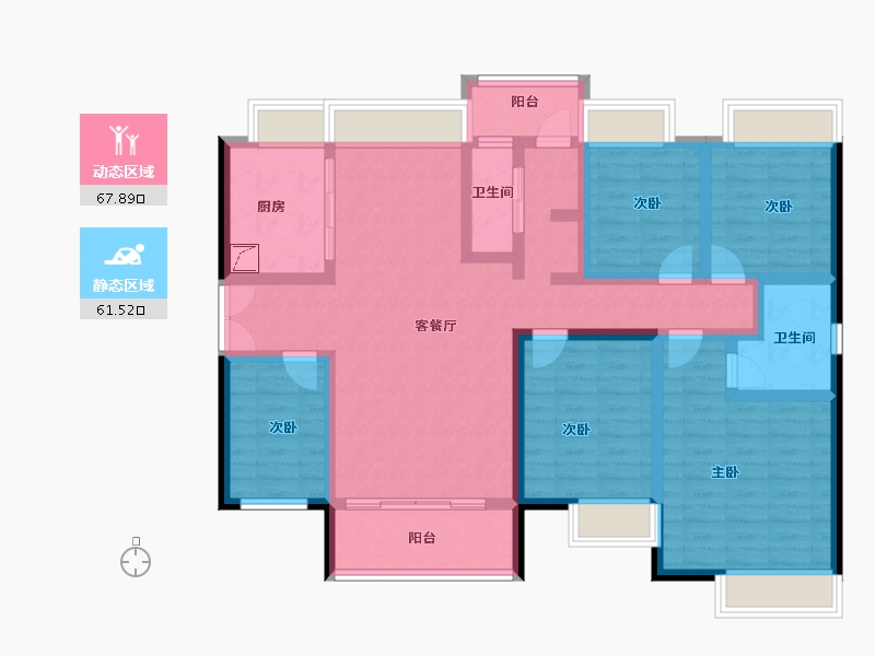 广东省-江门市-保利中央公馆-113.18-户型库-动静分区